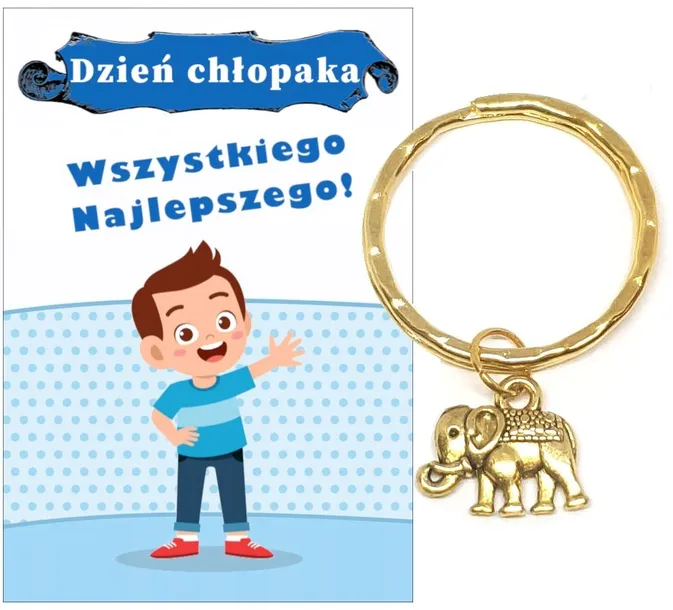 BRELOK BRELOCZEK SŁOŃ SŁONIK ZŁOTY PREZENT NA DZIEŃ CHŁOPAKA