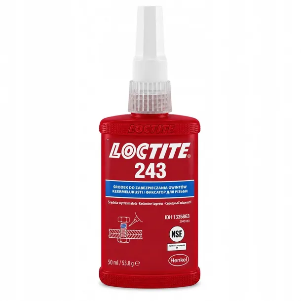 KLEJ DO GWINTÓW DO ŚRUB NIEBIESKI LOCTITE 243 50ML UNIWERSALNY WYTRZYMAŁY