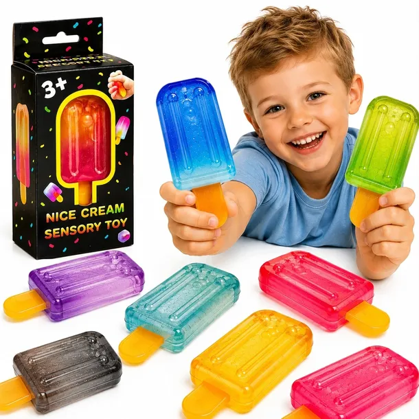 GNIOTEK ŻELOWY LÓD NA PATYKU KOLOROWY TĘCZOWY PACHNĄCY ZABAWKA ICE SQUISHY
