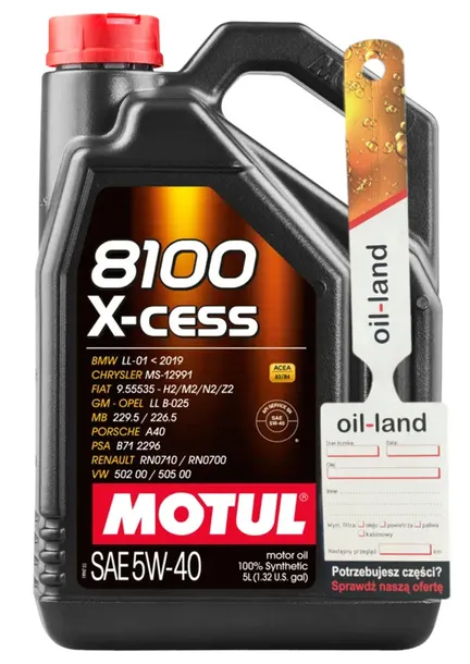 MOTUL 8100 X-CESS 5W40 A3/B4 7L BMW LL-01 VW 502 00/ 505 00 + ZAWIESZKA