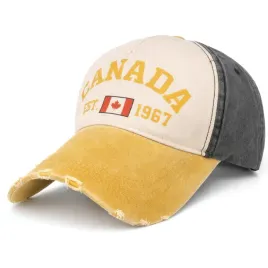 czapka-z-daszkiem-unisex-bawelniana-vintage-regulowana-zolta
