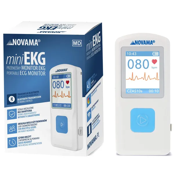 PRZENOŚNY MONITOR EKG NOVAMA EXPERT SZYBKI BLUETOOTH KOLOROWY WYŚWIETLACZ