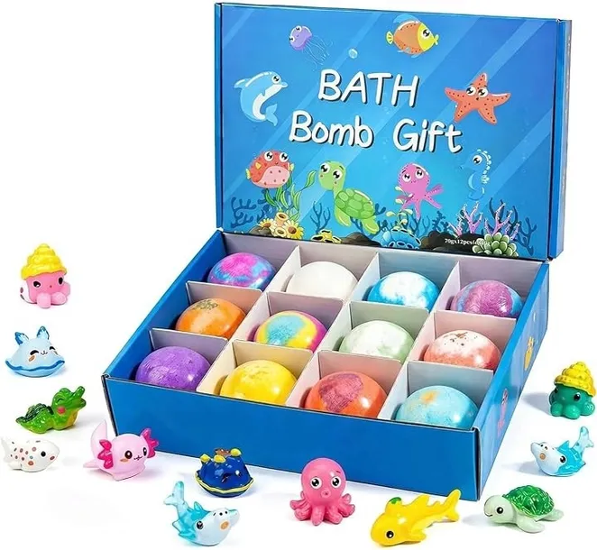 BOMBY DO KĄPIELI DLA DZIECI Z NIESPODZIANKĄ ZESTAW 12 SZT BATH BOMB LOSOWE