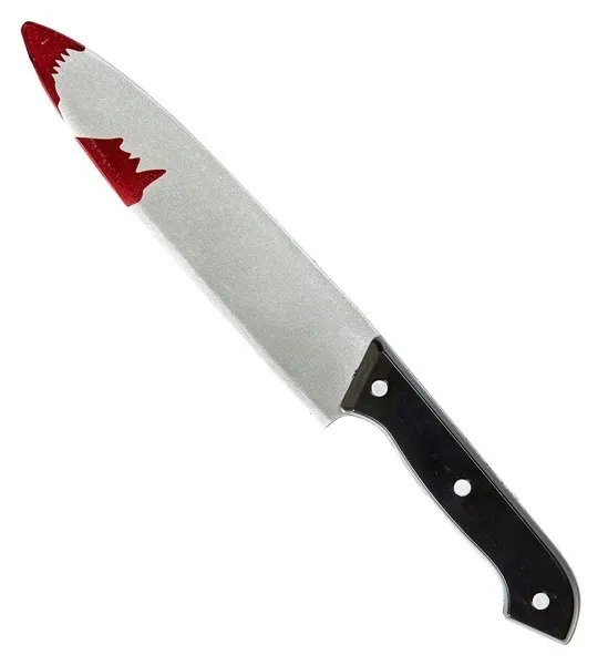 SZTUCZNY NÓŻ PLASTIKOWY Z KRWIĄ 30 CM ŚLADY KRWI KREW HALLOWEEN
