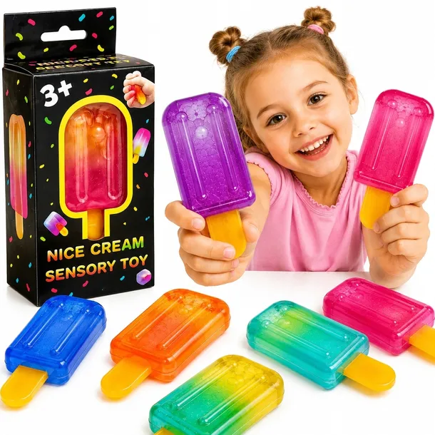 GNIOTEK ŻELOWY LÓD NA PATYKU KOLOROWY TĘCZOWY PACHNĄCY ZABAWKA ICE SQUISHY