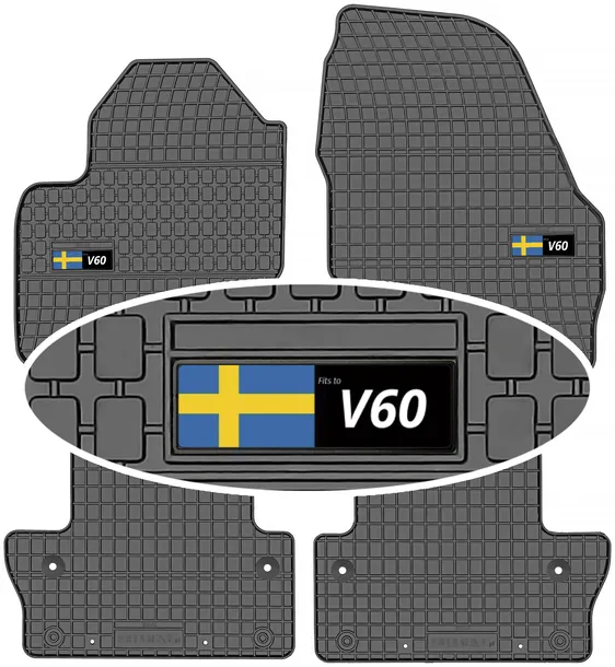 Volvo V60 2011-2018 Dywaniki gumowe do samochodu + EMBLEMAT