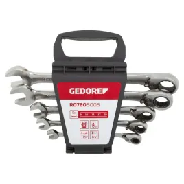 gedore-red-combination-ratchet-open-end-spanner-set-5-pieces