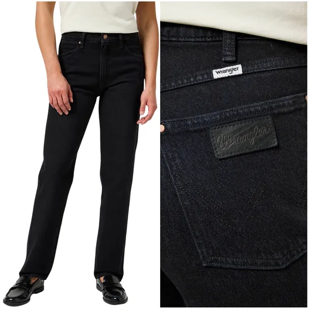 Wrangler Sunset Sugarcove czarne proste damskie spodnie jeansowe W33 L32