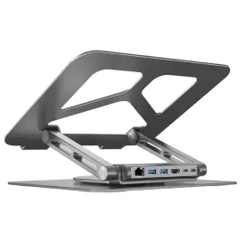 unitek-podstawka-srebrna-pod-laptopa-usb-c-hdmi-4k-pd-lan-100w-max-6-kg