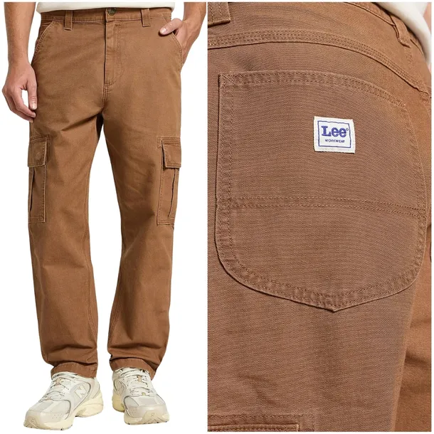 Lee Cargo Pant Burl Workwear bawełniane spodnie materiałowe bojówki W34 L32