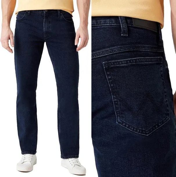 Wrangler Straight Blue Black klasyczne proste spodnie jeansowe W40 L32