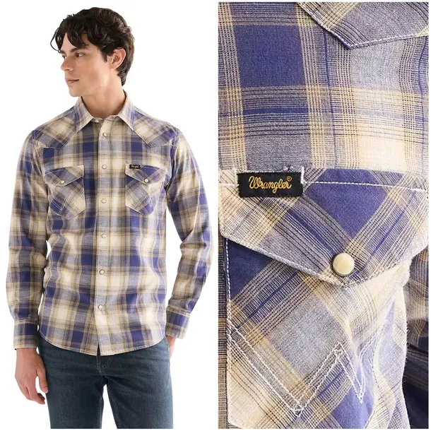 Wrangler Western Shirt koszula bawełniana męska w kratę regular fit L