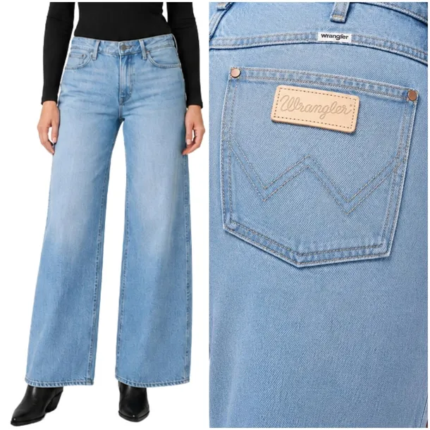 Spodnie jeansowe damskie Wrangler World Wide luźne szerokie palazzo W25 L30