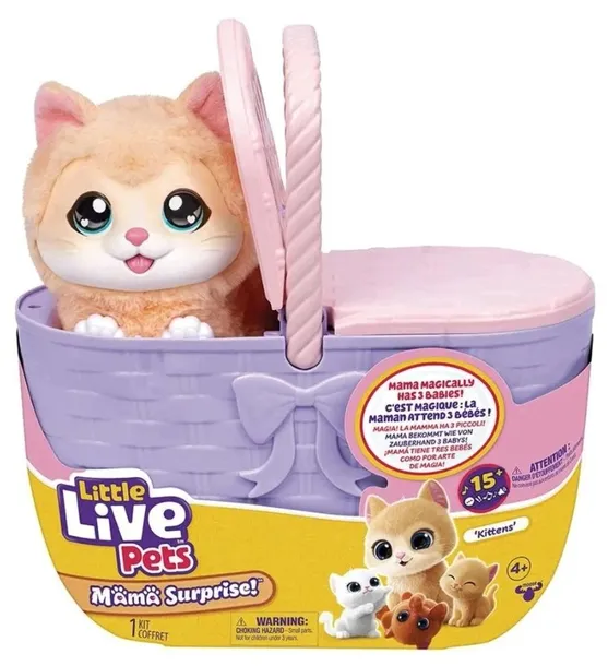 Kot Maskotka interaktywna kotek w koszyku koszyk z kotkiem 29,5 cm