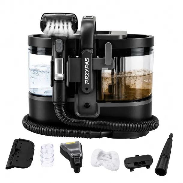 ODKURZACZ PIORĄCY DO TAPICERKI DYWANÓW STEAMER GRZANIE WODY PARA 1800W 3W1