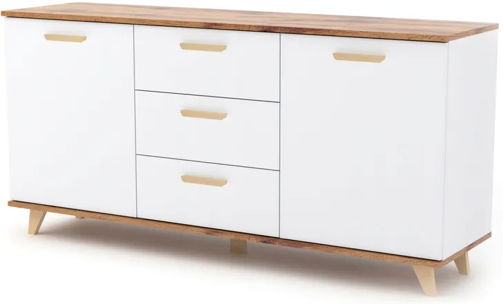 Komoda szafka 150 cm biała z szufladami do sypialni Oslo Styl Skandynawski