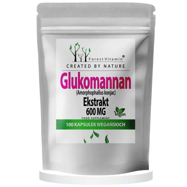 Glukomannan 600 mg Błonnika Konjac Odchudzanie Forest Vitamin 100 kapsułek
