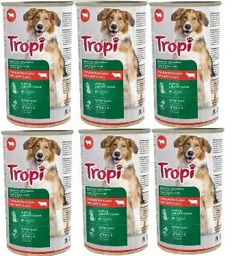 Tropi karma dla psa 1250g z wołowiną 6szt