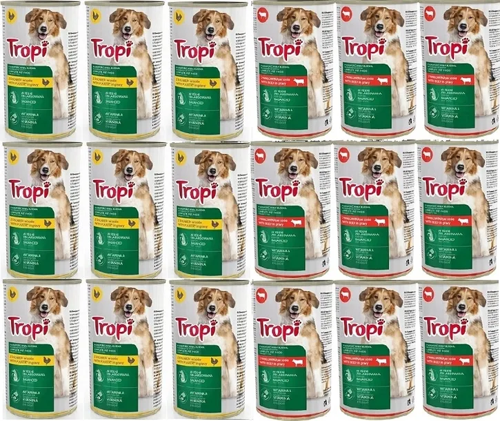 Karma mokra Tropi 1250g MIX SMAKÓW dla psa 18szt.
