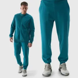 spodnie-meskie-4f-joggery-sportowe-dresy-casual-bawelna-morska-zielen-m