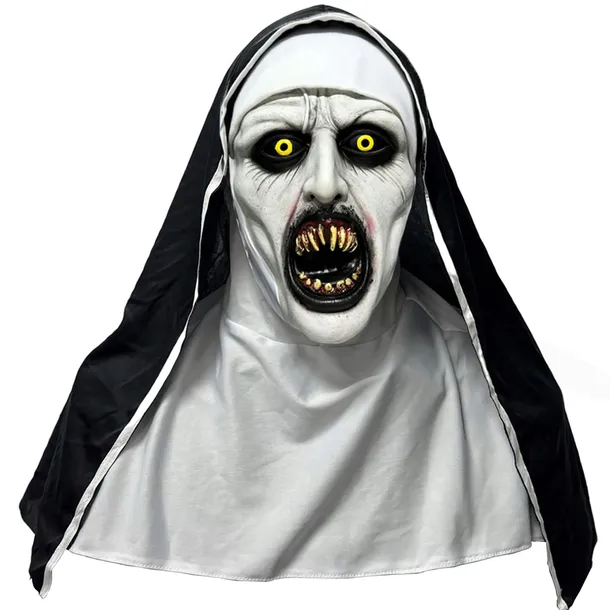 MASKA ZAKONNICA HALLOWEEN LATEKSOWA NA CAŁĄ GŁOWĘ HORROR UNISEX COSPLAY