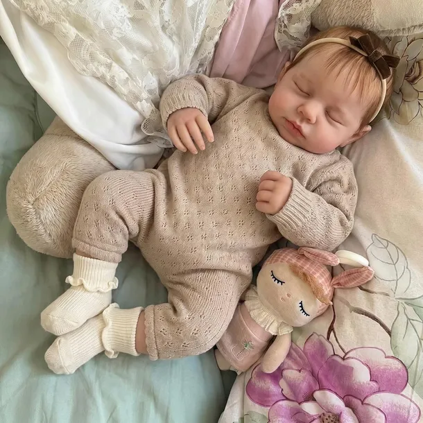 Lalka Reborn 49 cm ręcznie wykonana winylowa z ubraniem i akcesoriami