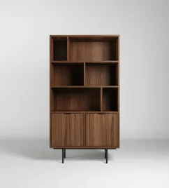 regal-edison-o-szerokosci-90-cm-warmia-walnut-z-szafka-czarne-metalowe-nogi