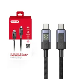 unitek-przewod-usb-c-pd-60w-480mbps-z-wyswietlaczem-1m-z-oplotem-czarny