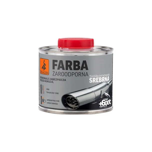 Farba żaroodporna srebrzanka silikonowa 0,5L wodoodporna metal DRAGON