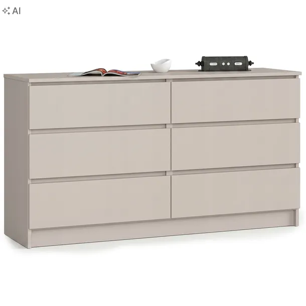 Komoda 140 Cm K140 6 Szuflad Kaszmir Pojemna Nowoczesna Do Salonu Sypialni