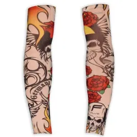 rekawy-sztuczne-tatuaze-czaszki-roze-rock-motocyklista-karnawal-halloween