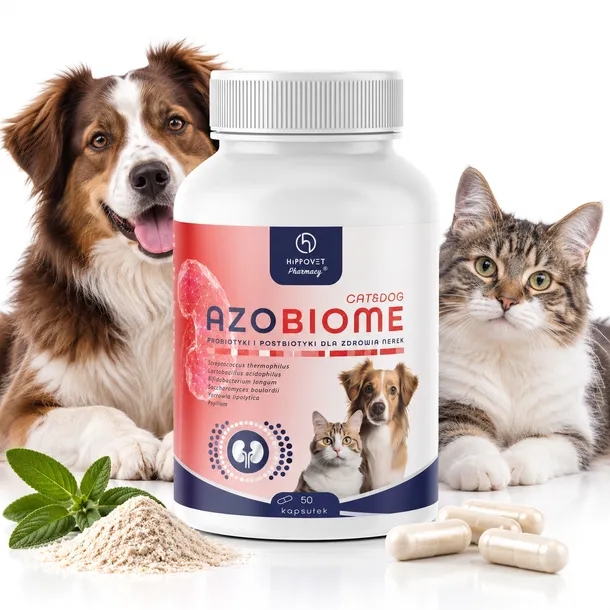 HippoVet Pharmacy AZOBIOME 50 kapsułek – probiotyk dla psa i kota wsparcie nerek