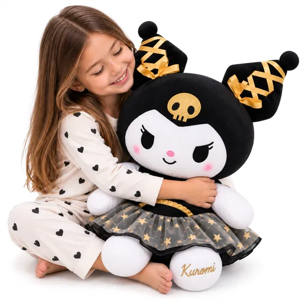 PLUSZAK KOTKA KUROMI 80 CM W SUKIENCE Z TIULEM I GWIAZDKAMI PREZENT
