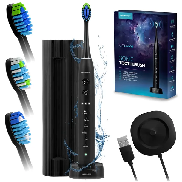 SZCZOTECZKA SONICZNA DO ZĘBÓW ELEKTRYCZNA + ETUI BERDSEN GALAXY