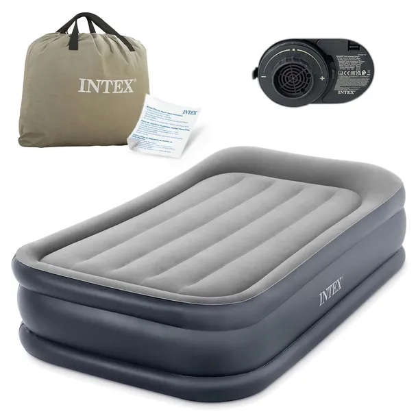 Materac Dmuchany Turystyczny 1-osobowy 191x99x42cm Intex Wbudowana Pompka