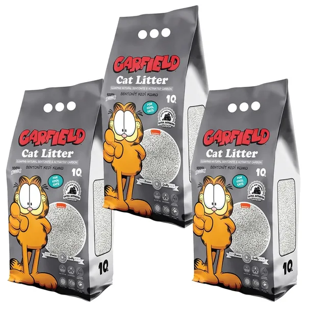 Garfield Żwirek Bentonitowy dla Kota z Węglem Aktywnym 3x10L