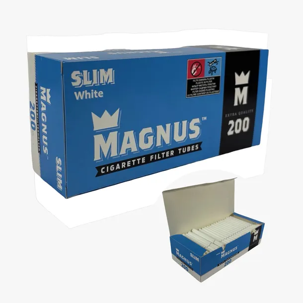 GILZY MAGNUS SLIM 200 szt  BIAŁE GILZY PAPIEROSOWE cienkie TUTKI 6,7 mm