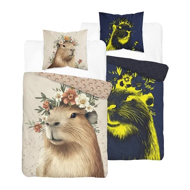 POŚCIEL ŚWIECĄCA KAPIBARA 140x200cm FLUO KWIATY MISTRZ CHILLU CAPYBARA