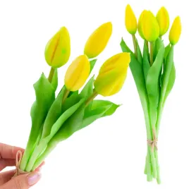 tulipan-gumowany-bukiet-zolty-5-glowek-realistyczny