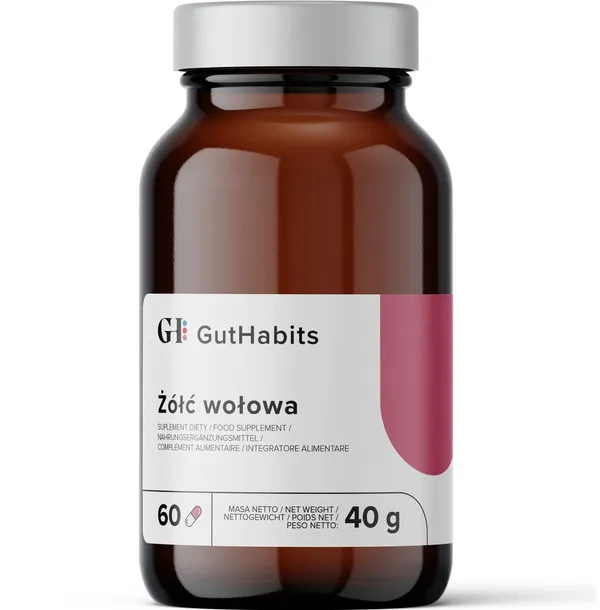 GutHabits Żółć Wołowa 500 mg Kwas Cholowy 175 mg 60 kapsułek