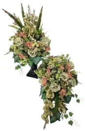 stroik-na-grob-komplet-z-bukietem-roze-hortensje-mieczyki-67-cm-handmade