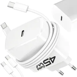 szybka-ladowarka-sieciowa-45w-gan-usb-c-pd-3-0-qc-3-0-kostka-kabel-2m