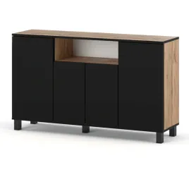 komoda-szafka-dab-wotan-czarna-140cm-loft-4-drzwi