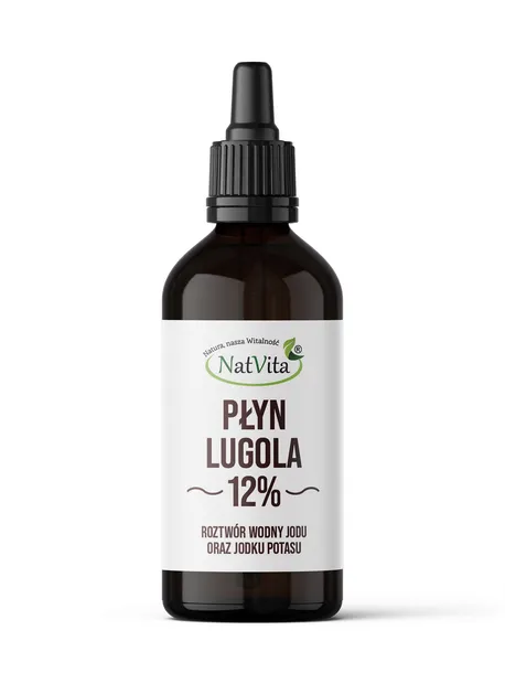 Płyn Lugola 12% 100ml Jod Jodek Potasu Roztwór CZDA 99,99% NatVita