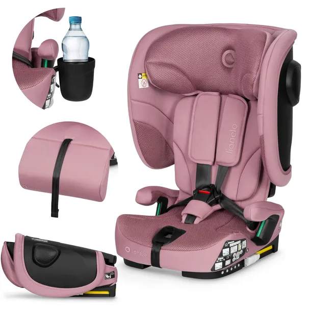 Fotelik samochodowy SKŁADANY 76-150cm ISOFIX 9-36kg SZEROKI Lionelo Nelly