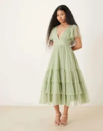 lace-and-beads-zielona-rozkloszowana-midi-sukienka-krotki-rekaw-b23-xs