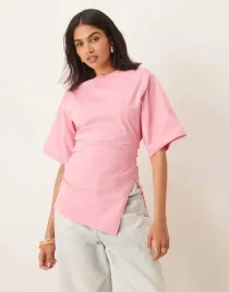rozowy-t-shirt-marszczenie-b23-s-m