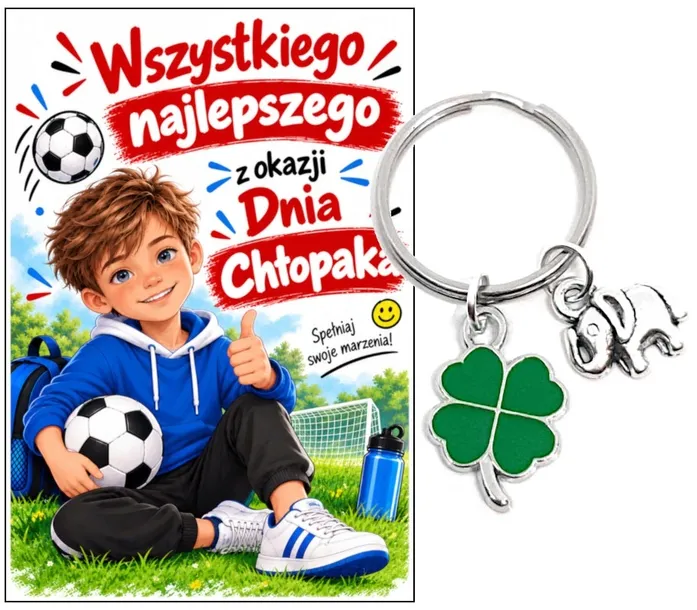 Brelok Breloczek prezent dla Ucznia dzień chłopaka koniczyna pasowanie