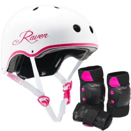 zestaw-raven-kask-essto-white-pink-s-ochraniacze-dexard-black-pink-s