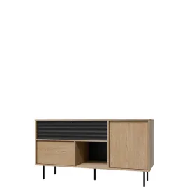 stojaca-komoda-z-szuflada-do-salonu-ardila-150-cm-drzwi-dab-ryfle-czarne